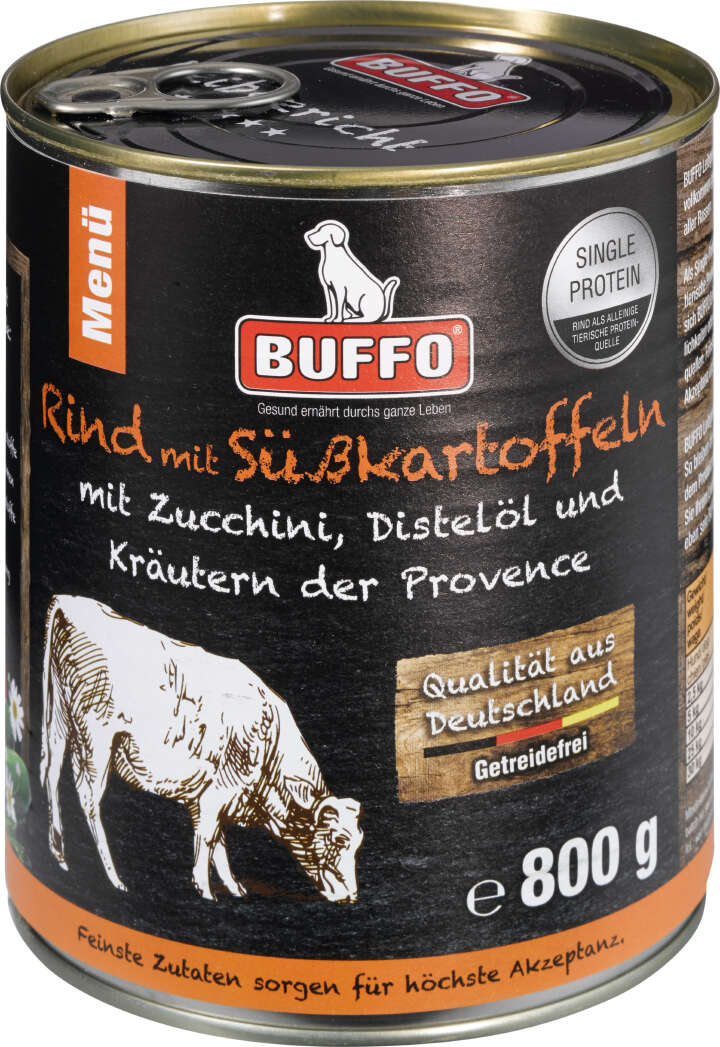 BUFFO Hunde-Nassfutter Leibgericht Rind mit Süßkartoffeln
